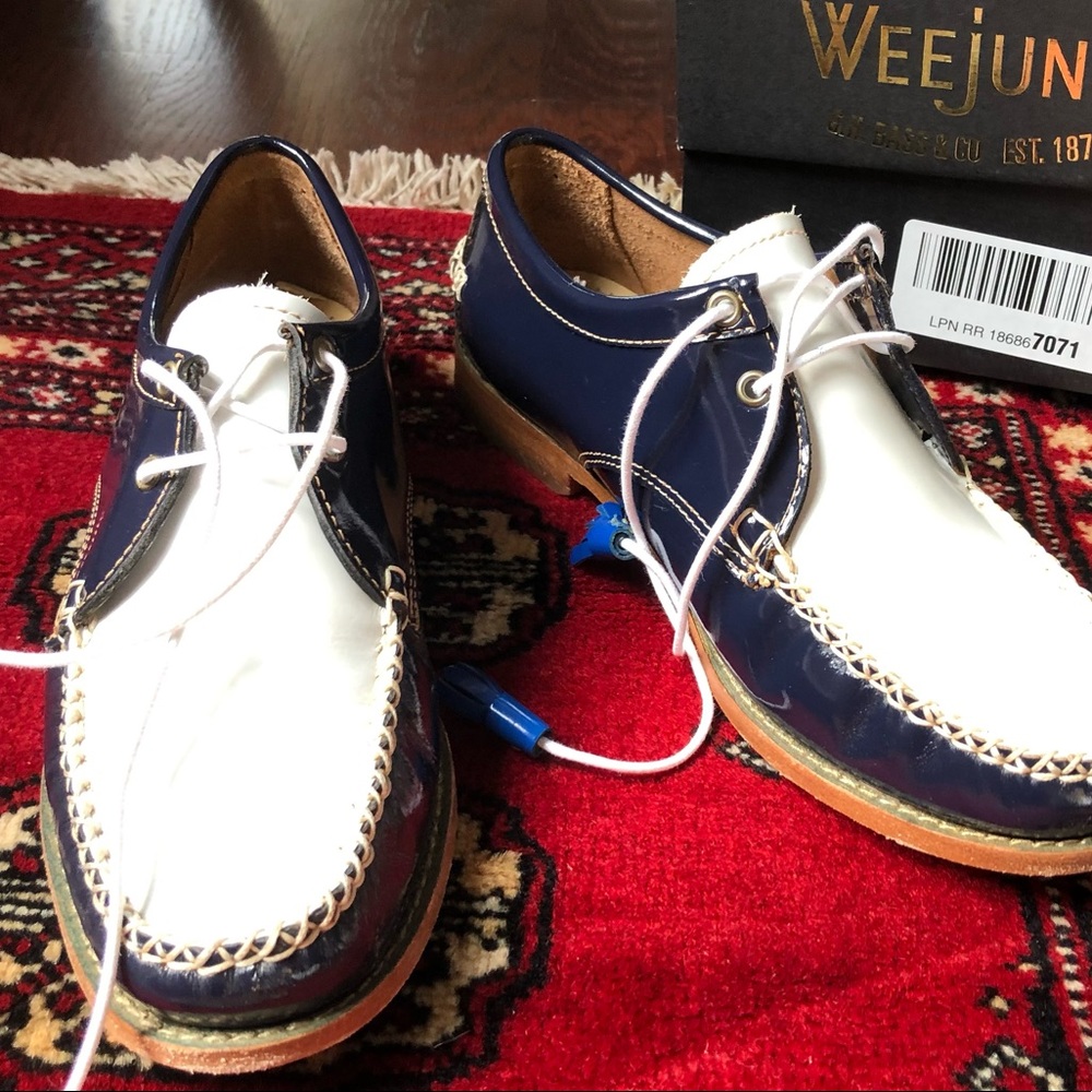 Bass Weejun Blue & white Patent Leather -Size 8